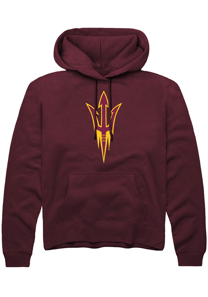 Arizona State Sun Devils Mens Maroon Primary Logo Long Sleeve Hoodie