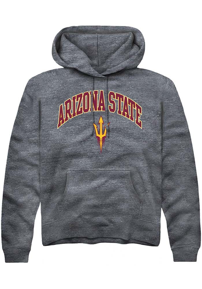 Arizona State Sun Devils Mens Charcoal Arch Logo Long Sleeve Hoodie