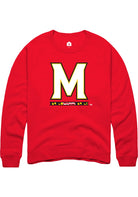 Maryland Terrapins Mens Red Primary Long Sleeve Crew Sweatshirt