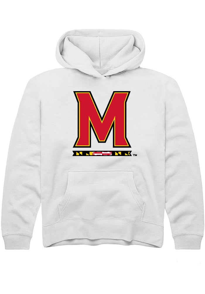 Maryland Terrapins Youth White Primary Long Sleeve Hoodie