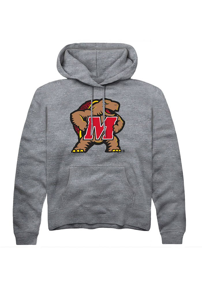Maryland Terrapins Mens Grey Alt Logo Long Sleeve Hoodie