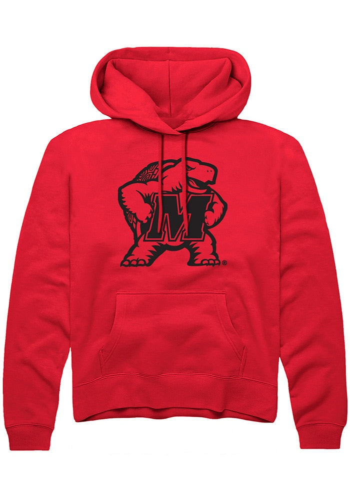 Maryland Terrapins Mens Red Alt Logo Long Sleeve Hoodie