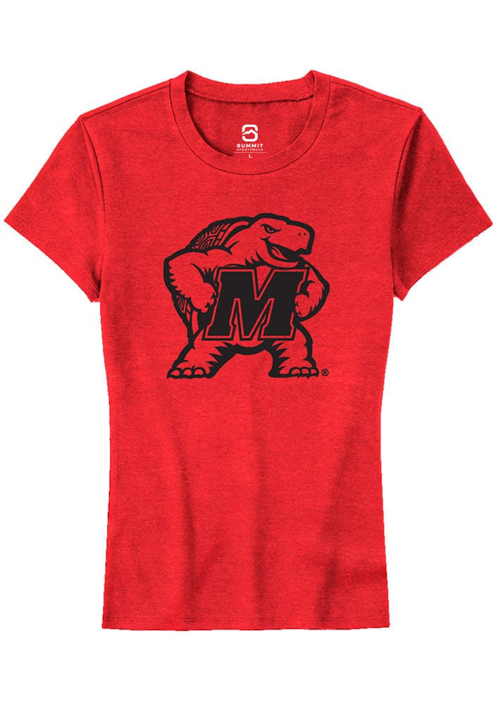 Maryland Terrapins Womens Red Alt Logo Short Sleeve T-Shirt