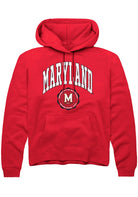 Maryland Terrapins Mens Red Arch Seal Long Sleeve Hoodie