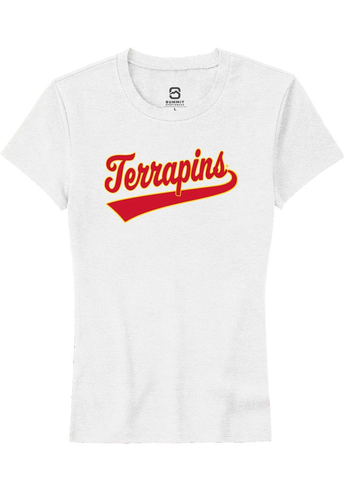 Maryland Terrapins Womens White Tail Short Sleeve T-Shirt