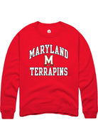 Maryland Terrapins Mens Red No 1 Primary Long Sleeve Crew Sweatshirt