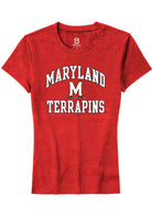 Maryland Terrapins Womens Red No 1 Primary Short Sleeve T-Shirt