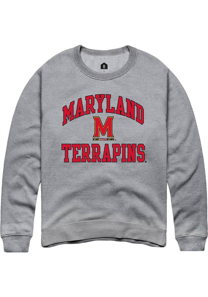 Maryland Terrapins Mens Grey No 1 Neutral Long Sleeve Crew Sweatshirt