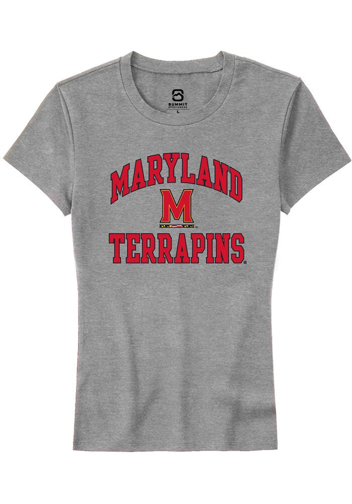 Maryland Terrapins Womens Grey No 1 Neutral Short Sleeve T-Shirt