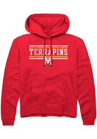 Maryland Terrapins Mens Red Chant Bars Long Sleeve Hoodie