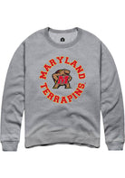 Maryland Terrapins Mens Grey Circle Long Sleeve Crew Sweatshirt
