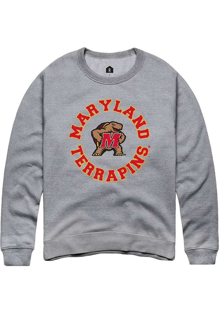 Maryland Terrapins Mens Grey Circle Long Sleeve Crew Sweatshirt