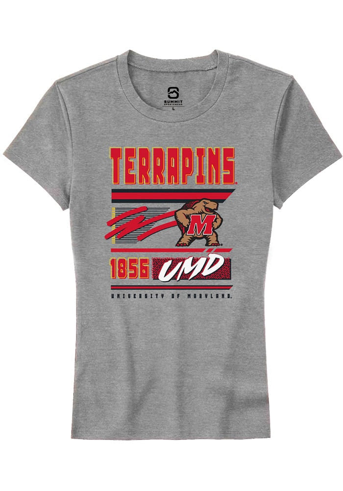 Maryland Terrapins Womens Grey Retro Short Sleeve T-Shirt