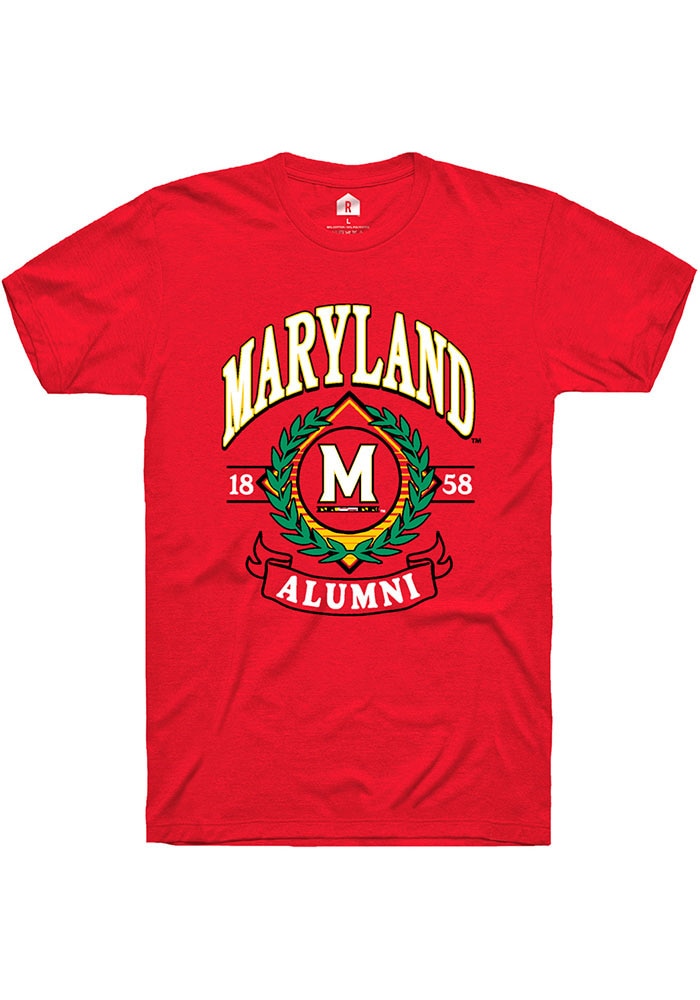 Maryland Terrapins Red Alumni Wreath Short Sleeve T-Shirt