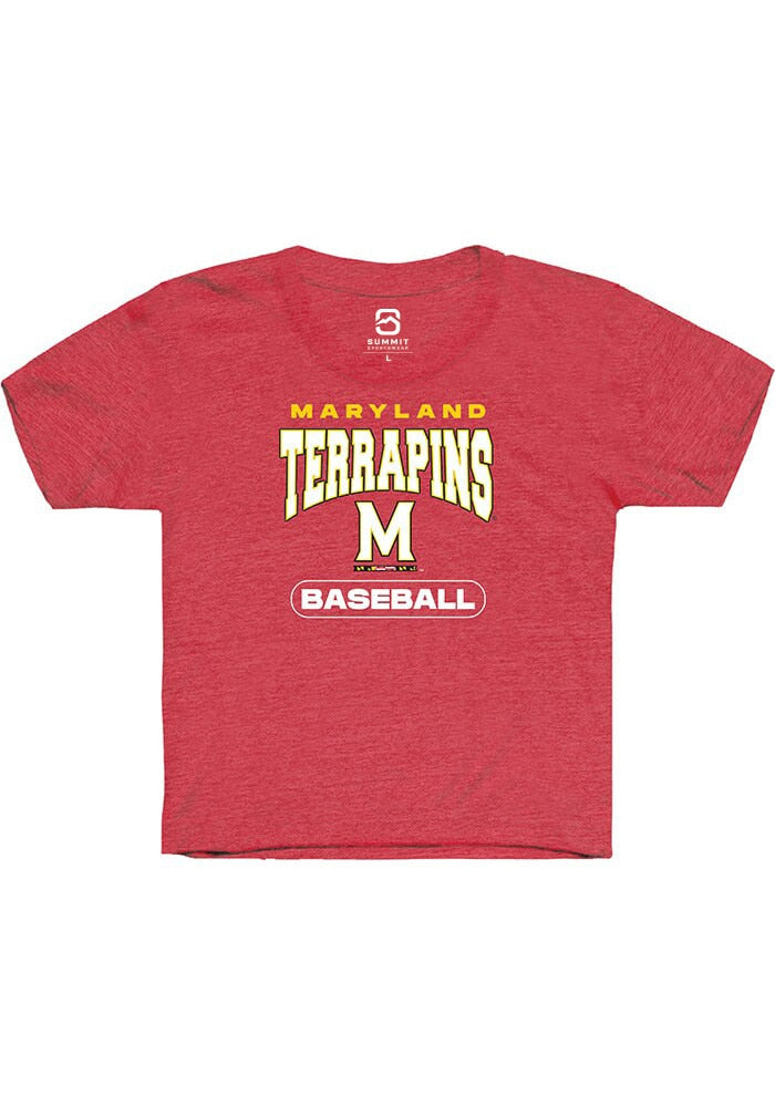 Maryland Terrapins Youth Red Baseball Short Sleeve T-Shirt