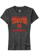 Maryland Terrapins Womens Charcoal Baseball Short Sleeve T-Shirt