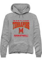 Maryland Terrapins Mens Grey Basketball Long Sleeve Hoodie