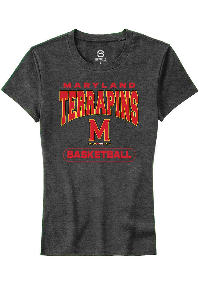 Maryland Terrapins Womens Charcoal Basketball Short Sleeve T-Shirt