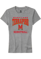 Maryland Terrapins Womens Grey Basketball Short Sleeve T-Shirt