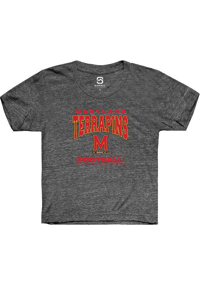 Maryland Terrapins Youth Grey Football Design Short Sleeve T-Shirt