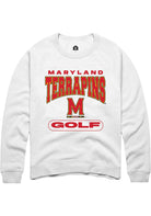 Maryland Terrapins Mens White Golf Long Sleeve Crew Sweatshirt