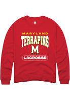 Maryland Terrapins Mens Red Lacrosse Long Sleeve Crew Sweatshirt