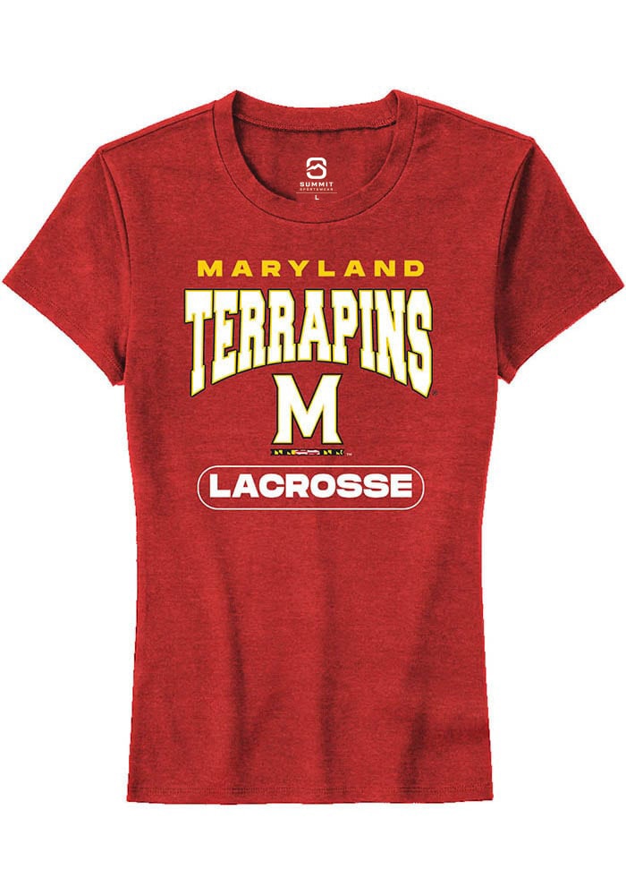 Maryland Terrapins Womens Red Lacrosse Short Sleeve T-Shirt