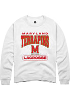Maryland Terrapins Mens White Lacrosse Long Sleeve Crew Sweatshirt