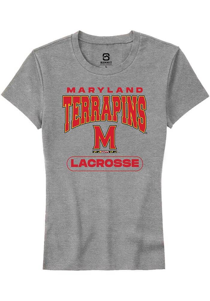 Maryland Terrapins Womens Grey Lacrosse Short Sleeve T-Shirt