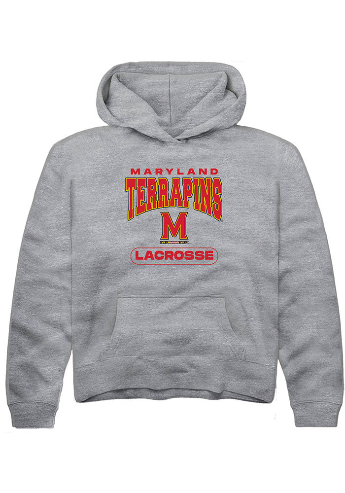 Maryland Terrapins Youth Grey Lacrosse Long Sleeve Hoodie