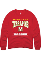Maryland Terrapins Mens Red Soccer Long Sleeve Crew Sweatshirt