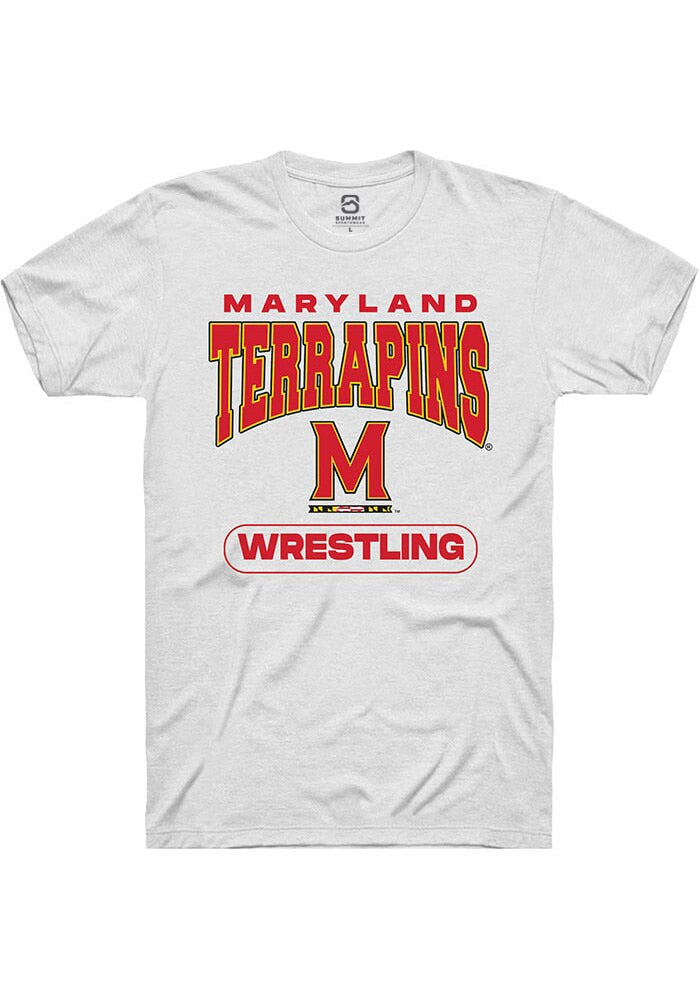 Maryland Terrapins White Wrestling Short Sleeve T-Shirt