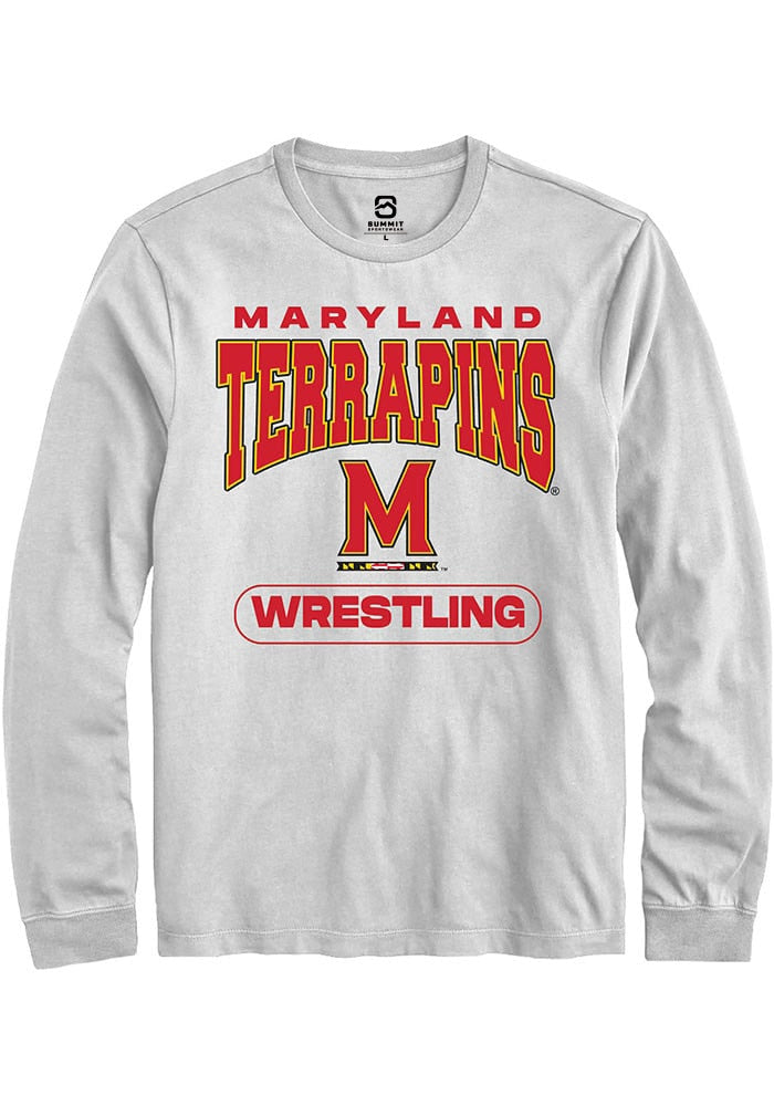 Maryland Terrapins White Wrestling Long Sleeve T-Shirt