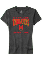 Maryland Terrapins Womens Charcoal Wrestling Short Sleeve T-Shirt