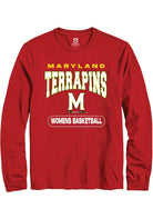 Maryland Terrapins Red Womens Basketball Long Sleeve T-Shirt