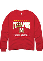 Maryland Terrapins Mens Red Womens Basketball Long Sleeve Crew Sweatshirt