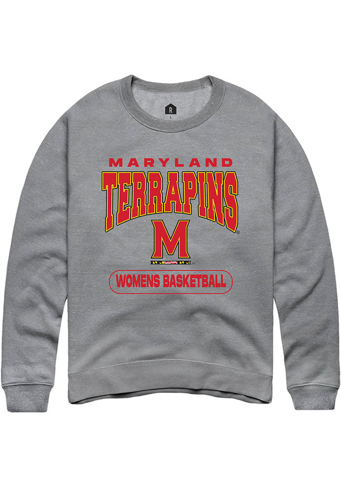 Maryland Terrapins Mens Grey Womens Basketball Long Sleeve Crew Sweatshirt