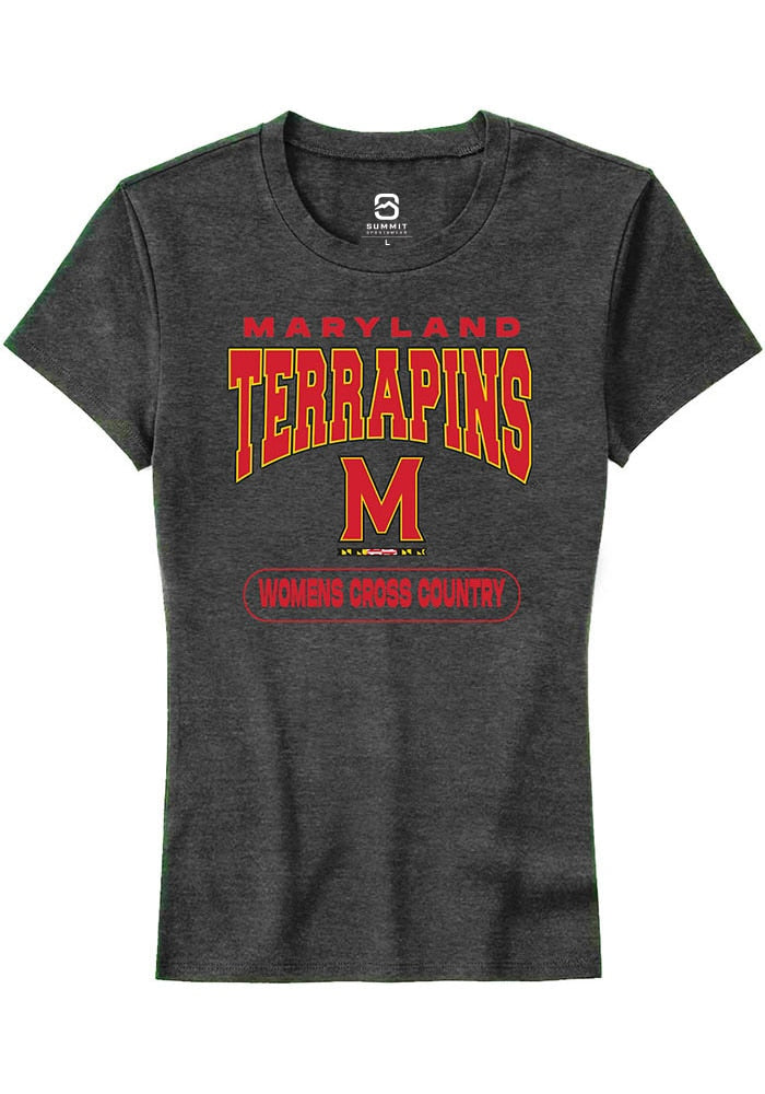 Maryland Terrapins Womens Charcoal Womens Cross Country Short Sleeve T-Shirt