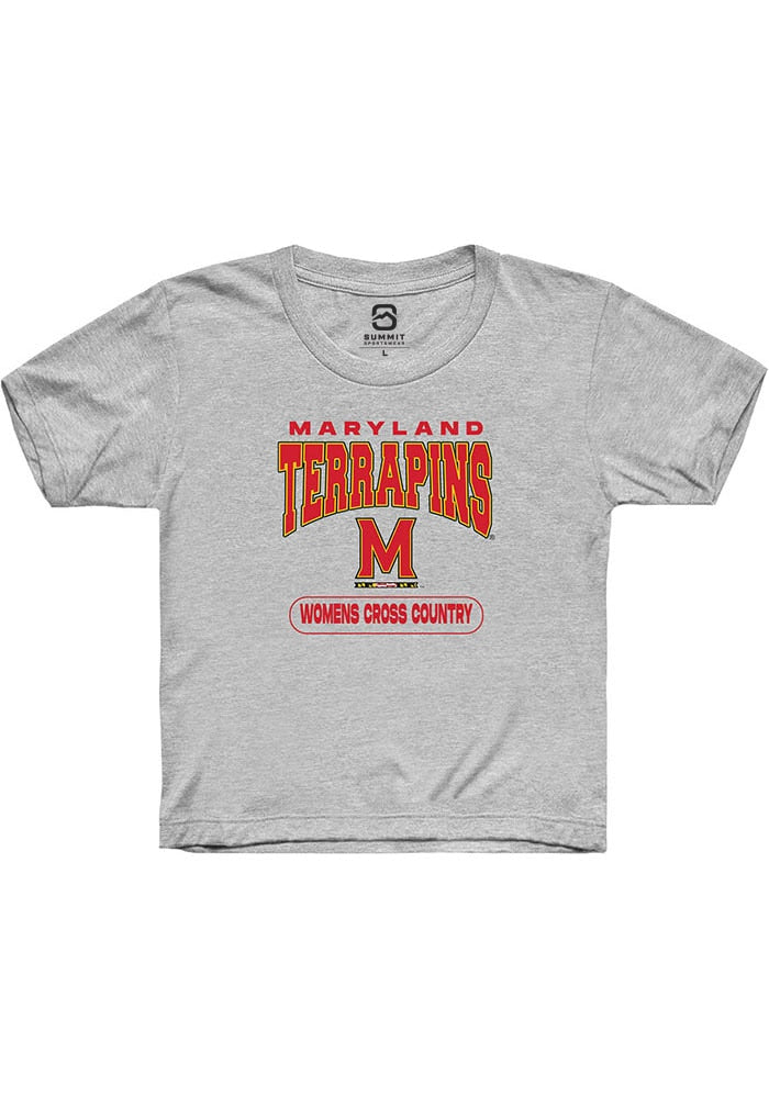 Maryland Terrapins Youth Grey Womens Cross Country Short Sleeve T-Shirt