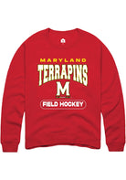 Maryland Terrapins Mens Red Field Hockey Long Sleeve Crew Sweatshirt
