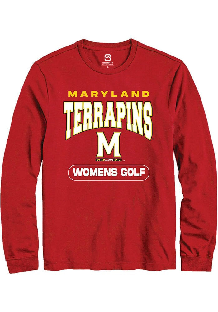 Maryland Terrapins Red Womens Golf Long Sleeve T-Shirt