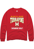 Maryland Terrapins Mens Red Womens Golf Long Sleeve Crew Sweatshirt