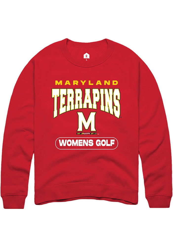 Maryland Terrapins Mens Red Womens Golf Long Sleeve Crew Sweatshirt
