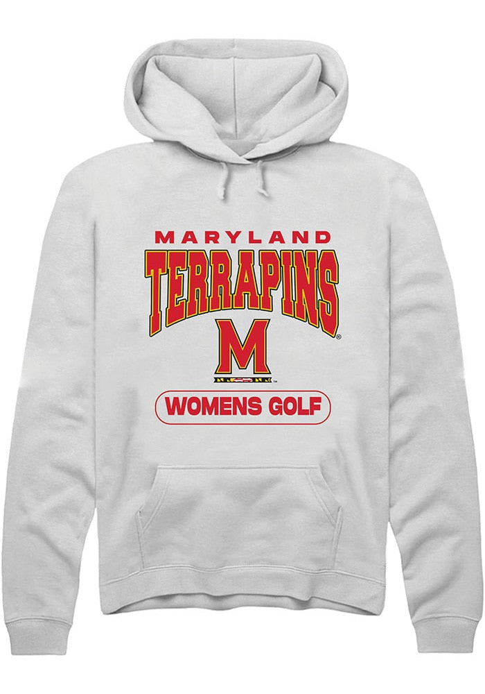Maryland Terrapins Mens White Womens Golf Long Sleeve Hoodie