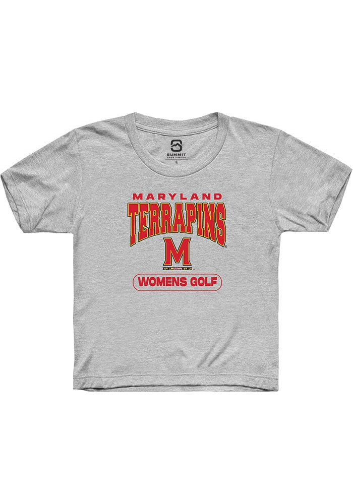 Maryland Terrapins Youth Grey Womens Golf Short Sleeve T-Shirt