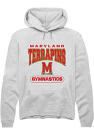 Maryland Terrapins Mens White Gymnastics Long Sleeve Hoodie