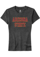 Arizona State Sun Devils Womens Charcoal Straight Block Short Sleeve T-Shirt