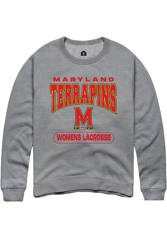 Maryland Terrapins Mens Grey Womens Lacrosse Long Sleeve Crew Sweatshirt