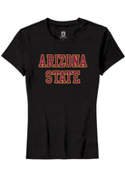 Arizona State Sun Devils Womens Black Straight Block Short Sleeve T-Shirt