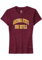 Arizona State Sun Devils Womens Maroon Arch Stack Short Sleeve T-Shirt